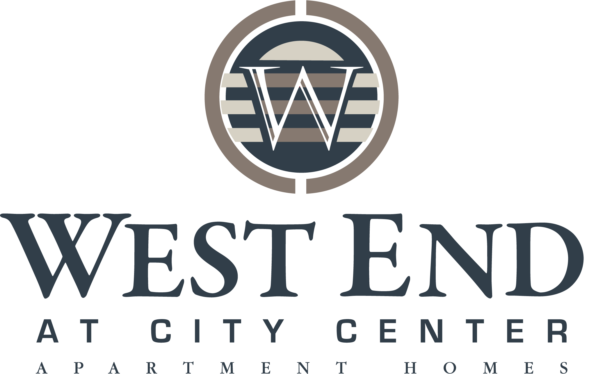 The image is a logo for West End at City Center Apartment Homes.